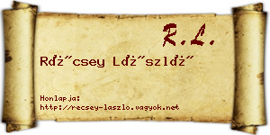 Récsey László névjegykártya